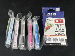 ■未使用品 EPSON エプソン 純正 インクカートリッジ IC6CL70L ICBK70L 5色 セット さくらんぼ 25.08 イエロー欠品