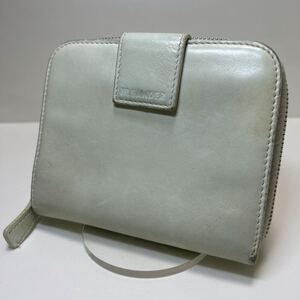 ◆JIL SANDER ジルサンダー　折り財布◆　本革　ラウンドジップ 小銭入れ　ホワイト　MADE IN ITALY 【送料無料】 1031