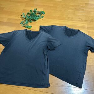 ★ユニクロvネック半袖TシャツLサイズ2枚セット　ブラック黒