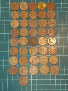 【1円スタート】韓国　大韓民国　KOREA　5ウォン硬貨　won coin　5won　古銭　特年　41枚　おまとめセット