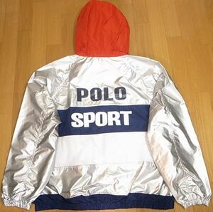 【送料無料 即決】POLO SPORT SILVER BACK LOGO WINDBREAKER復刻ポロ スポーツ コレクション シルバー M新品LIMITED EDITIONラルフローレン