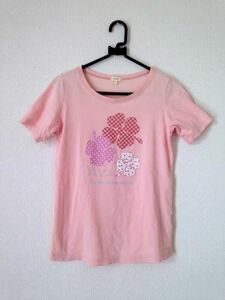 HusHusH ハッシュアッシュ◆ピンク お花プリント コットン Tシャツ Sサイズ