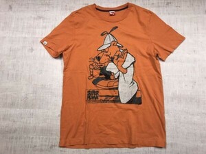 プーマ SUPER PUMA スポーツ 探偵 キャラクター ストリート かわいい イラスト 半袖Tシャツ カットソー メンズ L オレンジ