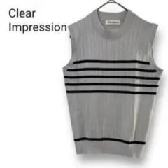 clear impression セーター クルーネック ボーダー 袖なし s0