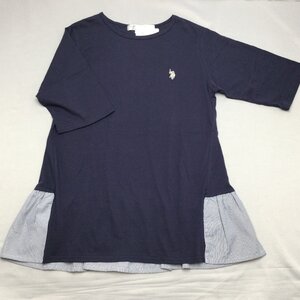 【送料無料】【新品】US.POLO.ASSN レディース五分袖チュニック＜Tシャツ＞　　M 　　ネイビー★22239