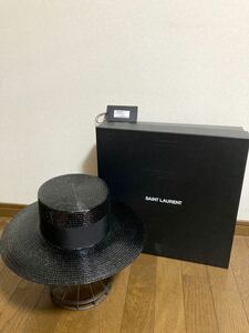  【新品レア 名作】 SAINT LAURENT PARIS サンローランパリ ハット パナマ 19SS BOATER HAT 59 L ３代目登坂着 キャップ デニム シャツ