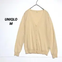 UNIQLO M カーディガン Vネック イエロー 長袖 ウール100%F998