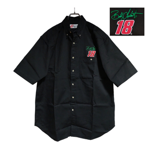 COMPETITORS 半袖ワークシャツ size L ブラック 綿100％ ゆうパケットポスト可 胸 刺繍 Bobby Labonte 18 NASCAR 古着 洗濯 プレス済 n43