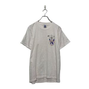 AMERICA 半袖 プリント Tシャツ L ホワイト 剣道 スポーツ シングルステッチ スポーツ クルーネック 古着卸 アメリカ仕入 a607-5575