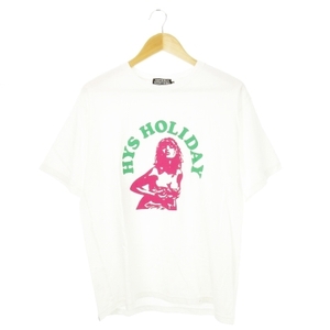 ヒステリックグラマー HYSTERIC GLAMOUR DIZZY & MILKY HYSTERIC HYS HOLIDAY Tシャツ カットソー 半袖 コットン プリント M 白