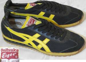 レア70-80年代 日本製オニツカ タイガーONITSUKA TIGER未使用デッドストック黒黄色オリジナルASICSアシックス当時物ビンテージ スニーカー