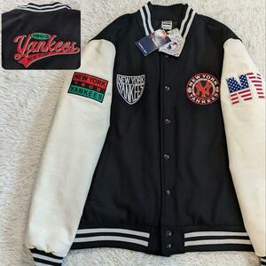 希少タグ付き/3L/NEW YORK YANKEES スタジャン ワッペン ブルゾン ブラック 黒 キルティング メジャーリーグ ニューヨーク ヤンキース MA-1