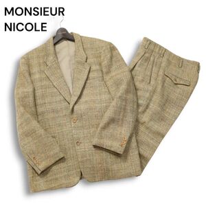 希少 初期★ MONSIEUR NICOLE ムッシュ ニコル ユキオコバヤシ 秋冬 ウール ツイード セットアップ スーツ Sz.M　メンズ　I4T03724_B#N