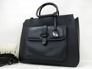 ◆美品◆GUCCI グッチ◆ピッグスキン レザー 本革◆2way ハンド ショルダー バッグ◆ブラック シルバー金具◆イタリア製◆肩掛け◆A8857