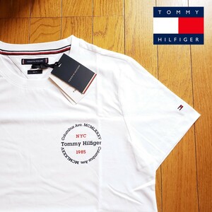 【新品】TOMMY HILFIGER XLサイズ 24ss新作 ラウンドロゴ Tシャツ ホワイト トミーヒルフィガー