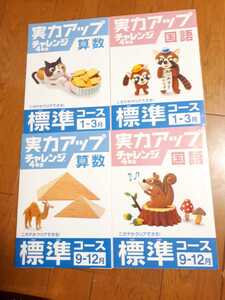 ◆送料無料◆進研ゼミ ベネッセ★実力アップ チャレンジ4年生 国語／算数 標準コース 9-12月 1-3月 計4冊[未使用、未書き込み]★オマケ付