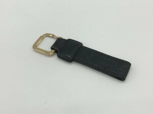 ■【YS-1】 グッチ GUCCI キーホルダー ■ キーリング レザー 黒 × ゴールド系 全長10,3cm 【同梱可能商品】K■