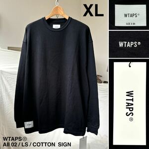 XL 新品 2022AW WTAPS ダブルタップス AII 02 / LS / COTTON. SIGN 背面 ミニ ロゴ刺繍 長袖 Tシャツ 222ATDT-CSM04 メンズ 04 黒 送料無料