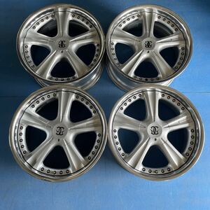 深リム　3ピース　GENESIS 17×8J+30(実測) PCD114.3-5穴　ハブ径約73mm アルミホイール4本セット