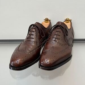 美品◆ステファノベーメル◆ウイングチップ◆シューズ◆スムースカーフ ブラウン 40 Stefano Bemer 茶 ドレスシューズ フルブローグ メンズ