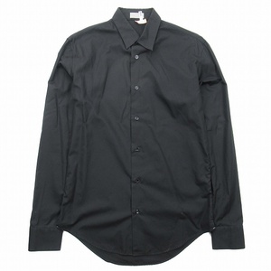 美品 06aw ディオールオム Dior HOMME by Hedi Slimane エディ期 ドレスシャツ 長袖 コットン100％ ブラウス 38 無地 黒 6HH1052099