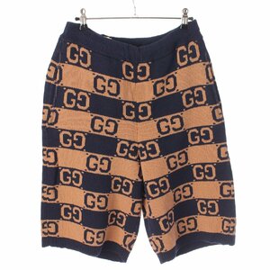 【グッチ】Gucci　メンズ GG コットン ジャカード ショートパンツ 752098 ベージュ×ネイビー XS 【中古】191582