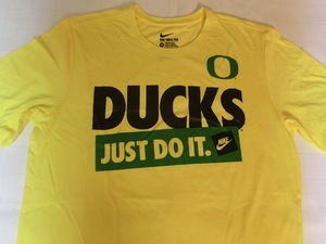 USA購入 ナイキ【Nike】機能素材【DRI FIT】USカレッジ オレゴン大学ダックス【OREGON DUCKS】【JUST DO IT】ロゴプリントT US M イエロー