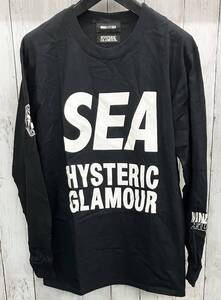 WIND AND SEA × HYSTERIC GLAMOUR別注 長袖Tシャツ ウィンダンシー ヒステリックグラマー ブラック クルーネック Mサイズ