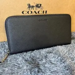 コーチ coach ブラック レザー シンプル ラウンドファスナー 長財布 新品