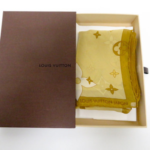 質イコー [ルイヴィトン] LOUIS VUITTON シルクシフォンスカーフ LVJ25周年記念 シルク100% 56×56cm ライトブラウン系 中古