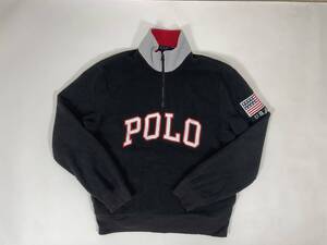 古着 b503 Mサイズ ハーフジップ フリース ロゴ 黒 polo ralph lauren ポロ ラルフ ローレン polo ralph lauren