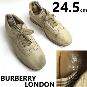 BURBERRY LONDON/バーバリー★レザーシューズ/スニーカー【size:24.5/beige/ベージュ/タン チェック柄】sneakers/Shoes/trainers◆pJ-091