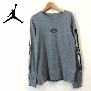 1H1301-F◆ NIKE ナイキ エアジョーダン 長袖Tシャツ カットソー ロゴプリント トップス ◆ sizeS コットン100 グレー 古着 メンズ