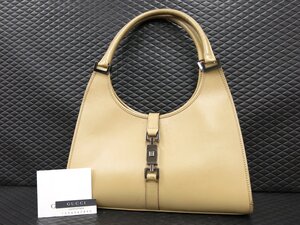 ◆美品◆GUCCI グッチ◆ジャッキー◆カーフ レザー 本革◆ハンド バッグ◆ベージュ シルバー金具◆イタリア製◆肩掛け◆A8901