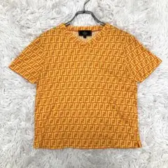 FENDI Tシャツ ミニ ズッカ柄 FF ストレッチ性 オレンジ サイズ40