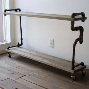 【現品限り】vintage iron shelf 695*1200*300 アイアン ウッド シェルフ 鉄 棚 木 ラック 収納 家具 オープンラック インダストリアル