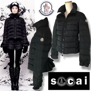 t191 希少 レア MONCLER×sacai 2012 モンクレール サカイ コラボ MASAKO マサコ フリル ダウンジャケット ペプラム 00 正規品 アウター 黒