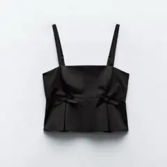 未使用 ZARA プリーツトップス リボン S