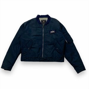 アルファインダストリーズ ブルゾン ブラック ALPHA INDUSTRIES 古着 メンズ M フルジップ フラップ ポケット タックボタン