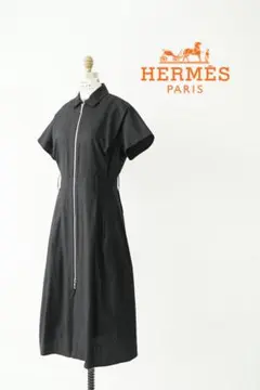 24SS HERMES エルメス ジップ シャツ 総柄 ワンピース