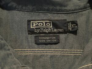 90s Polo Ralph Lauren Donington Chambray Shirt ポロ ラルフローレン ドニントン シャンブレー シャツ Vintage ヴィンテージ 猫目 RRL