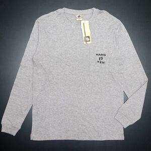 ●送料390円可能商品 ハンテン HANGTEN 新品 メンズ 胸ポケット 長袖 ロング Tシャツ ロンT 灰 Lサイズ [SN401-NE3-L] 一 三 弐★QWER