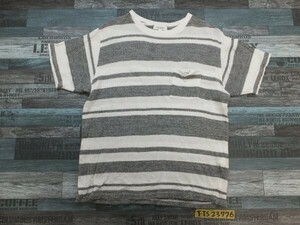 BEAUTY&YOUTH UNITED ARROWS ユナイテッドアローズ レディース ポケット付き パイル地 ボーダー Tシャツ M 白グレー