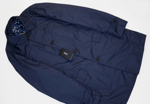新品 98,000円 ヒューゴボス コート ジャケット Lサイズ48 ネイビー濃紺ブルーXLオーバーコート チェスターコート トレンチコート ビジネス
