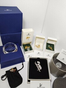 1円スタート【美品/箱有り】SWAROVSKI スワロフスキー アクセサリー　まとめ7点　ブローチ　オブジェ等　