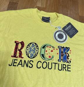 deadstock！タグ付き！80s 90s Vintage VERSACE JEANS COUTURE ヴェルサーチジーンズクチュール 刺繍 オーバーサイズ Tシャツ