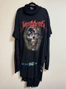 希少 16AW VETEMENTS ヴェトモン OVERSIZED HEAVY METAL ドレス オーバーサイズ ヘビーメタル スカル 黒