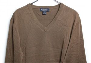 ブルックスブラザーズ BROOKSBROTHERS Vネック シルクｘコットン ニットセーター (ＸＬ) 茶