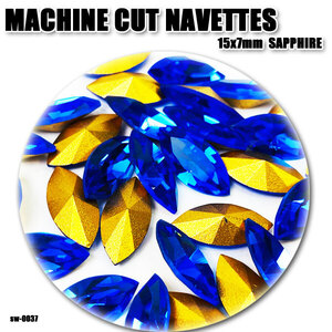 送料無料!!MACHINE CUT NAVETTES 15x7mm 31個 SAPPHIRE サファイア ストーン デコアート アクセサリー パーツ ◇SW-0037