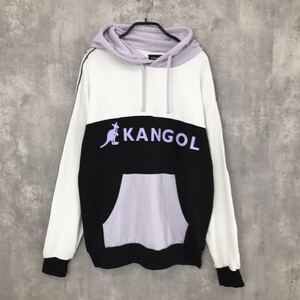 KANGOL プルオーバーパーカー マルチボーダー 袖ライン 綿混 M 送料無料